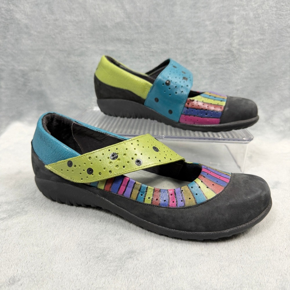 Naot Womens 41 Multi Color Leather Mary Jane Flats L10 Boho Whimsigoth Israel